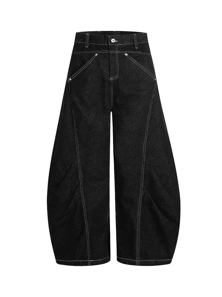 

Retro American Deconstructed 3D Wide Leg Knife Jeans Men Women Design Sense Straight Loose Long Pants Casual Straight Leg Jeans
