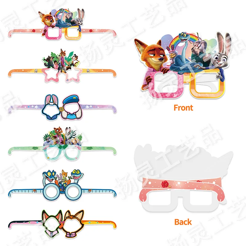Zootopia 12pcs Animal Party Cartoon Photo Prop Paper Glasses Decorations Crazy Costume Accessory Toy Figure Collection