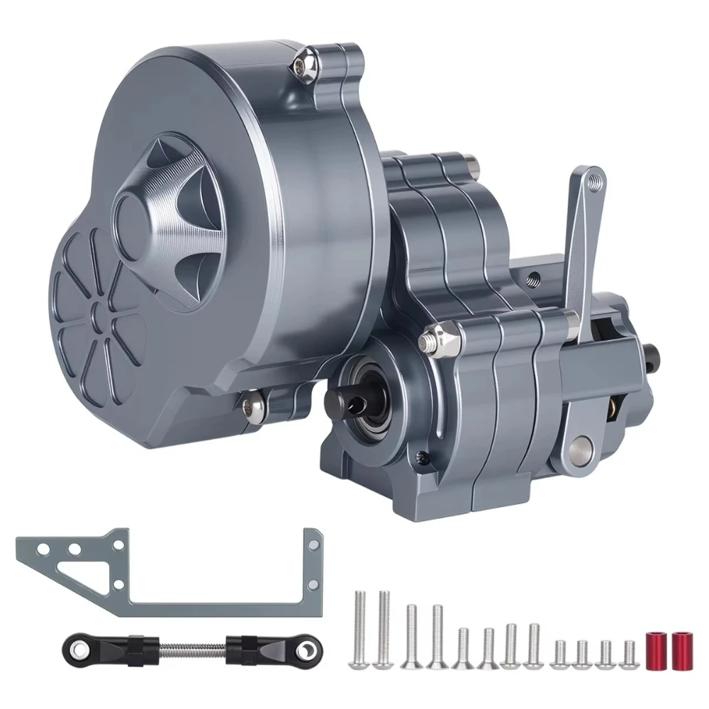 Aluminum Complete Transmission Cutoff Gearbox with Gear for 1/10 RC Crawler Car Axial SCX10 AX10 Wraith Upgrade Parts