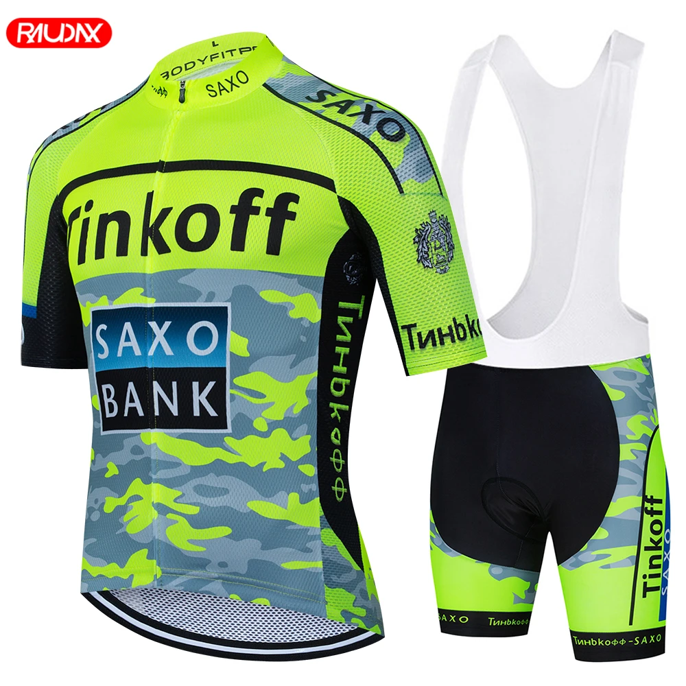 2024 Newest Tinkoff Saxo Bank Cycling Jersey Summer Anti-UV Cycling Set Breathable Racing Sport Bicycle Jersey Cycling Clothing