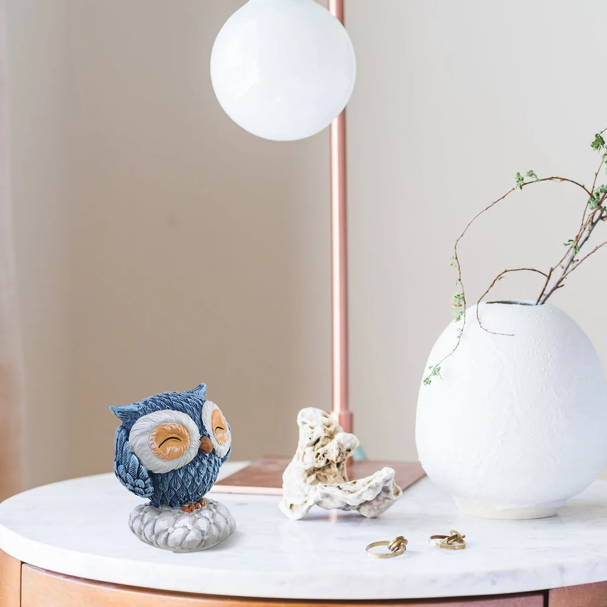

Home Adornment Owl Shape Resin Sculpture Home Garden Art Craftwork Yard Decoration Covering Ears Style Durable Practical