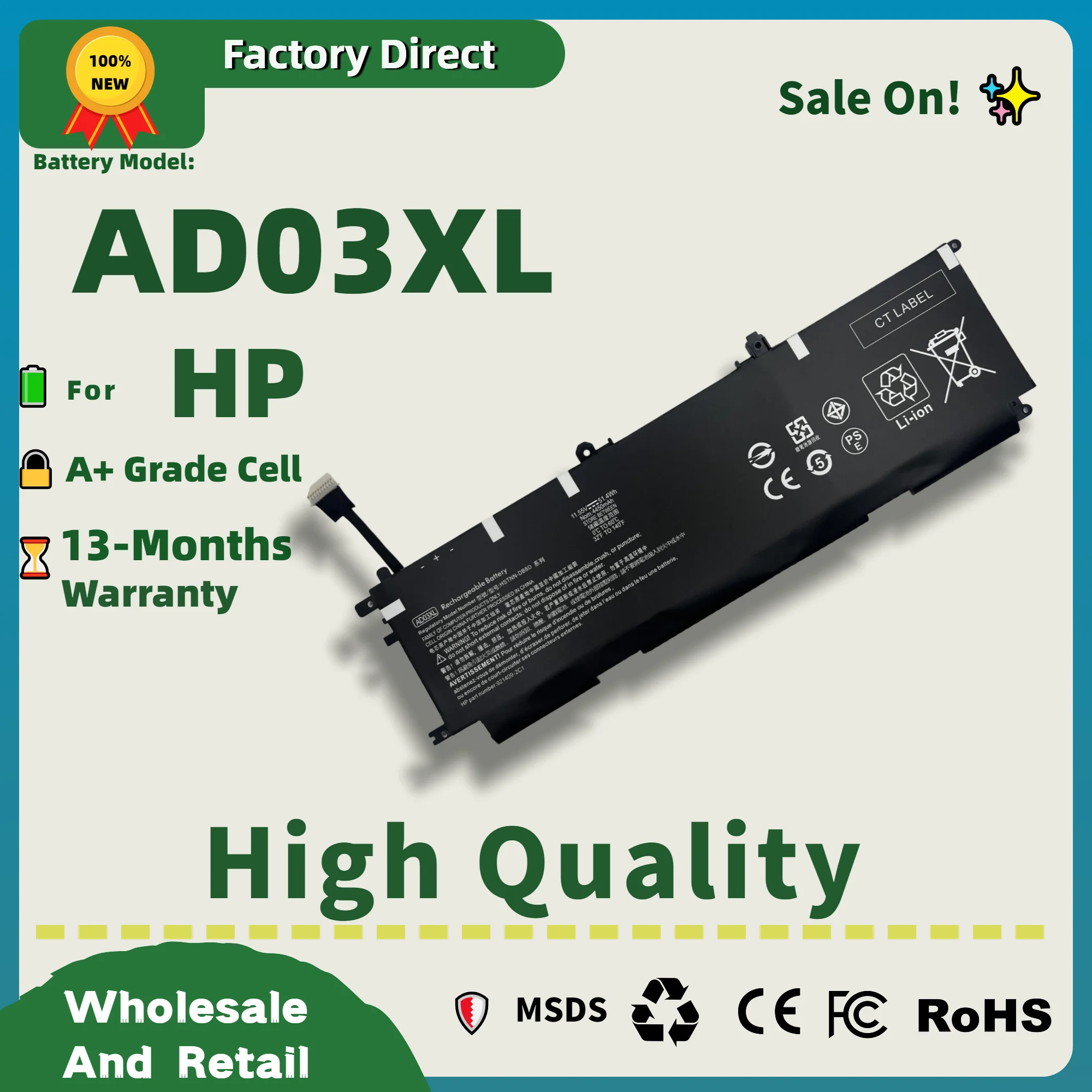 ¡Directo de fábrica! AD03XL batería del ordenador portátil para HP Envy 13-AD000 13-AD101TX AD-105TX serie HSTNN-DB8D 921439-855 921409-271 ADO3XL