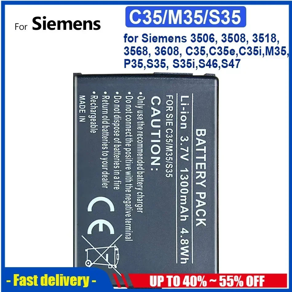 Mobile Phone Mobile Phone Batteries  1300mAh For Siemens 3506, 3508, 3518, 3568, 3608, C35,C35e,C35i,M35,P35,S35, S35i,S46,S47