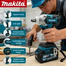 

Ударный гайковерт Makita DTW600 бесщеточный, аккумуляторный, для авторемонта, высокомоментный, перезаряжаемый электроинструмент