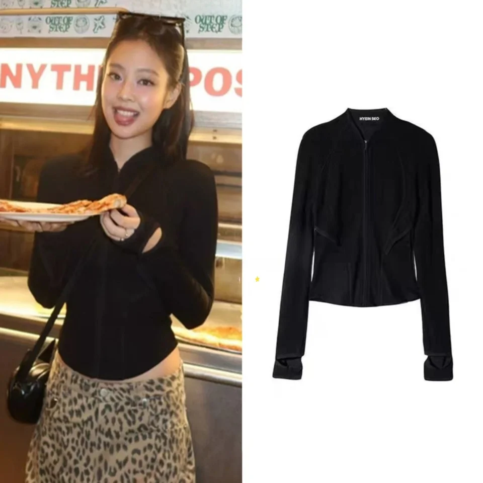 

Женский вязаный кардиган в стиле Дженни с открытой спиной, длинными рукавами и вставками, приталенный, из полиэфирного волокна, корейская версия, для повседневной носки