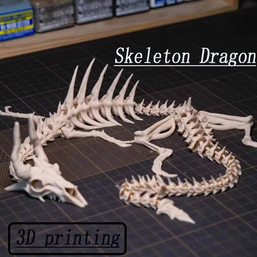 3D Printed Movable Skeleton Dragon Hinge Toy Bone Dragon Desktop Decoration Creative Gift for Office Decor