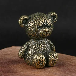 Vintage Brass Kawaii Bear Statue Ornament Copper Animal Cute Lying Bear Home Figures Miniatures Desk Crafts Decoration Gift