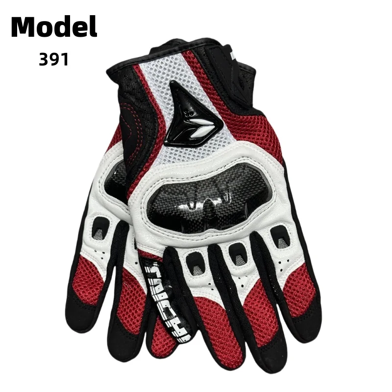 Spring Autumn Breathable Leather Motorcycle Gloves 391 390  Men Outdoor  Motocross Motorbike Riding Glove Guantes Moto image 6