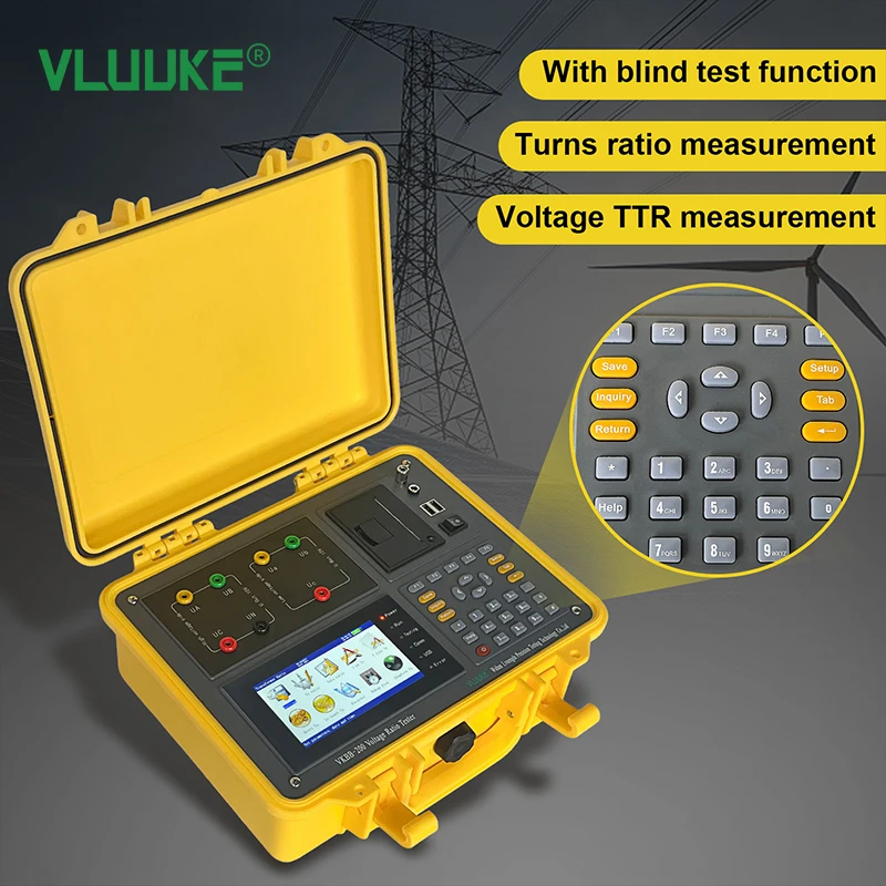 VLUUKE High Precision Three Phase Power Turn Ratio Tester Transformer 3 Phase TTR Meter Voltage Ratio Tester