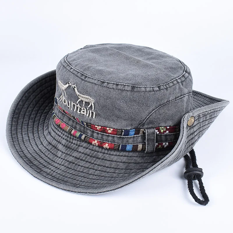 2026 Summer Men\'s Panama Hat Women Beach Sun Protection Bucket Hat Retro Letter Embroidered Bob Fisherman Hats Visor Fishing cap