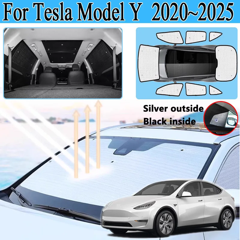 

Full Coverage Sunshade For Tesla Model Y Accessories 2020 2021 2022~2025 Car Coverage Sunshades Window Privacy Blocks Anti-UV
