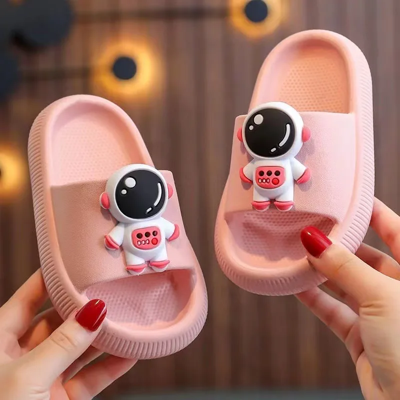 Children Astronaut Cartoon Slippers Soft Soled Non Slip Boys Bathroom Slippers Girls Lightweight External Wearing Slippers