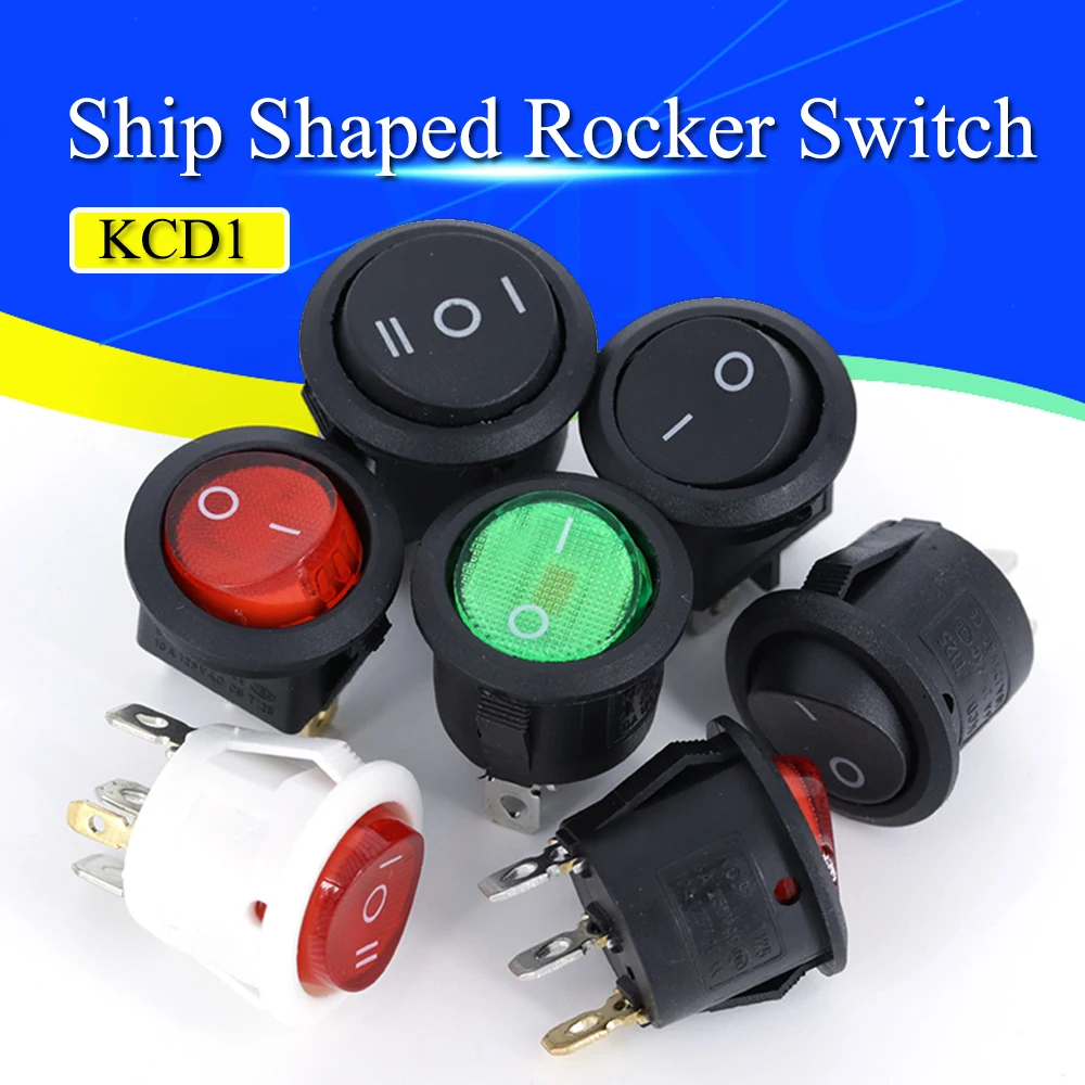 1PCS ON/OFF Round Rocker Switch LED illuminated Car Dashboard Dash Boat Van 12V 24V / 6A 250V / 10A 125V 2/3/4PIN Switch 20MM