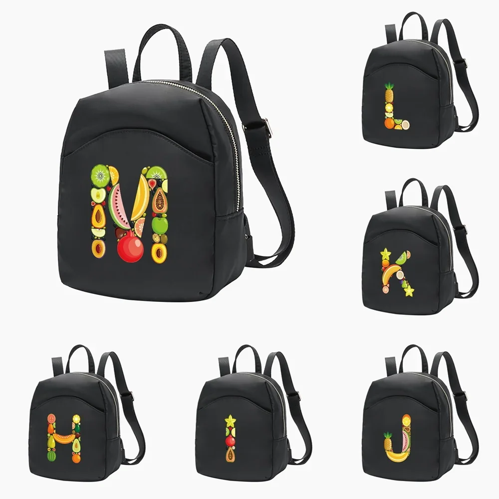 

Women's Small Backpacks Female Bag Black Feminina Backpack Fashion Band Fruit Letter School Bags for Teen Girls Knapsack 2024