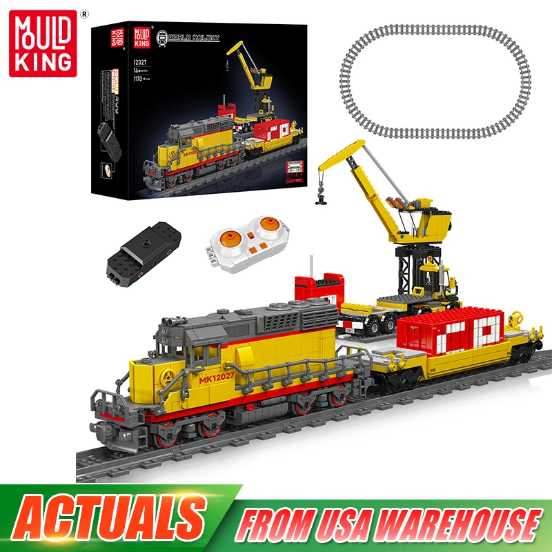 

Mold King 12027, технический поезд, игрушки, моторизованный EMD SD40-2, дизельный локомотив, строительный блок, набор кирпичей, детский рождественский подарок
