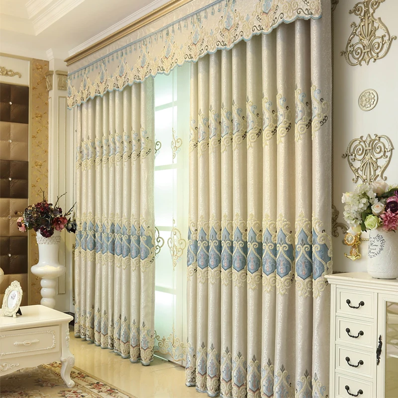 New European Luxury Curtains for Living Room Bedroom Embroidery Atmosphere Hall Blackout Floor-to-ceiling Windows Tulle