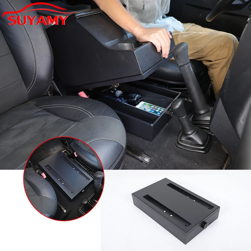 

For Land Rover Defender 2004-2018 Center Console Armrest Base Safe Lock Box Security Organizer Tray Car Modification Accessories