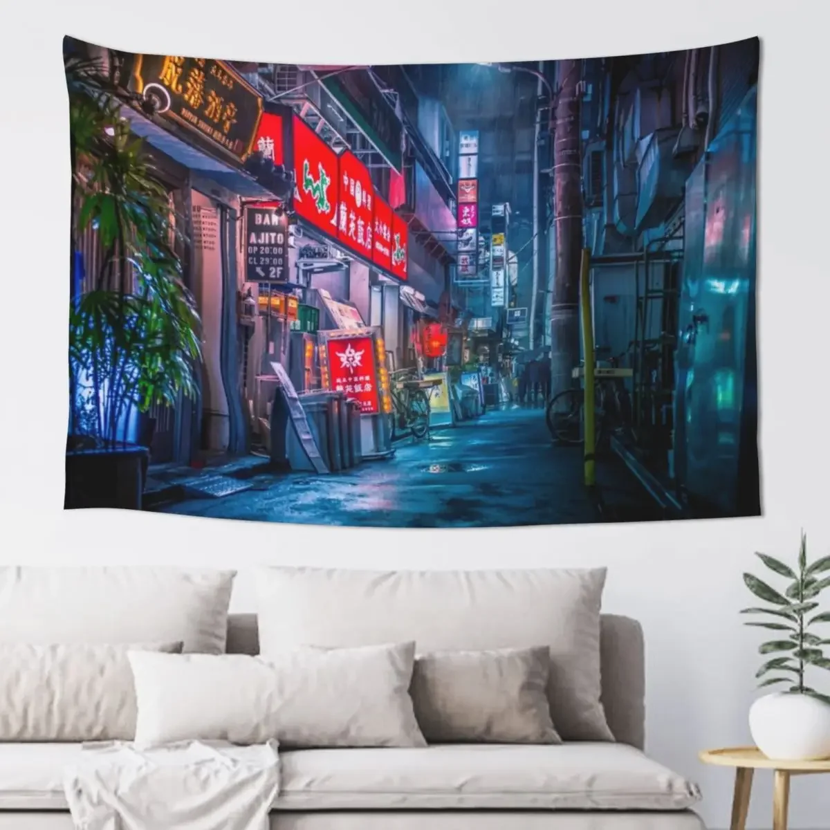 

Heavy Rain Over Neo Tokyo Tapestry Tapete For The Wall Room Decor Cute Decor Tapestry