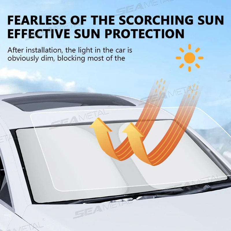 SEAMETAL Car Windshield Sun Shade Cover Foldable Front Window Sun Visor Blocks UV Refletive Car Parasol Sunshade Protector Cover