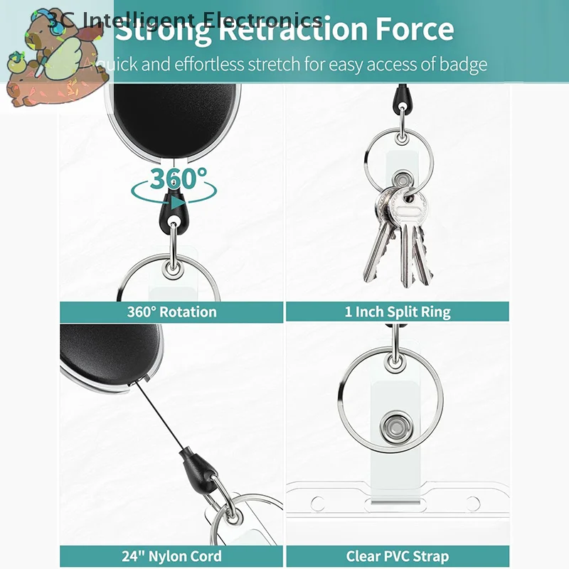 1pc Double Badge Holder Vertical 2 Card Badge Holder With Thumb Slots Hard Transparent Case Protector With Retractable Badge