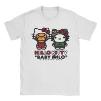 Men Women T-Shirt Cool Hello Kitty Vintage Pure Cotton Tee Shirt Short Sleeve Cute Cartoon T Shirts O Neck Clothes Gift