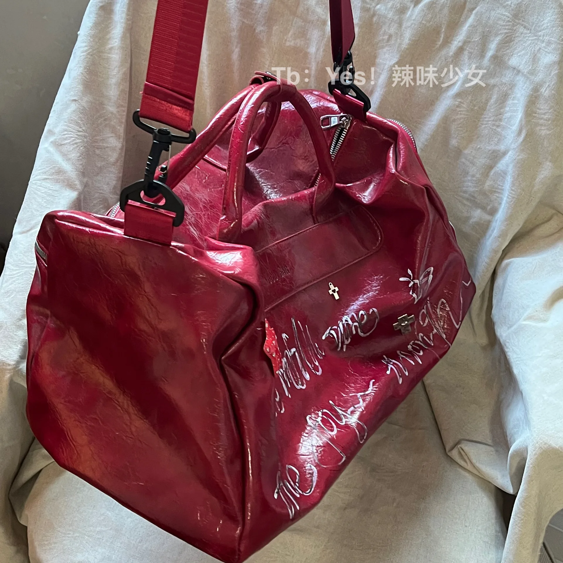 JIAERDI Y2k Grunge Red Tote Bag Women Vintage Letter Print Handle Large Capacity Messenger Bag Female Harajuku Aesthetic Handbag