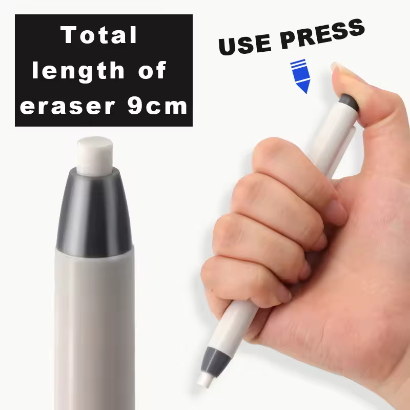11Pcs/Set New Creative Pen Shape Press Type Pencil Eraser with Replaceable Core Sketching Painting Writing Erase Supplies - Image 4