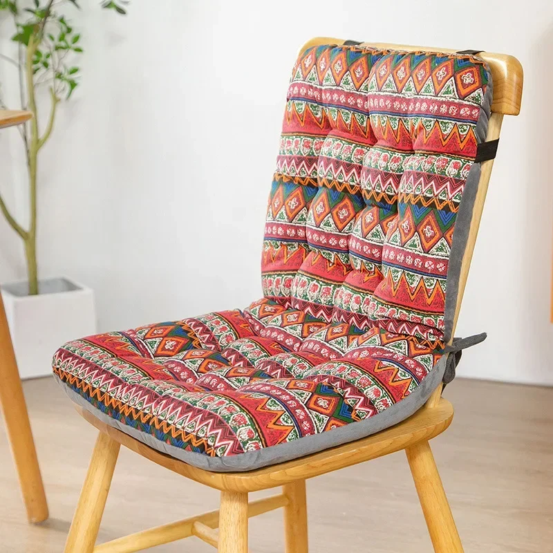 Geometric pattern dining stool pad lengthened thickened backrest cushion Comfortable skin friendly collapsing lounge chair mat