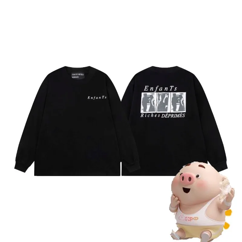 

Hip Hop New Fasion Logo Print Enfants Riches Deprimes T Shirt Men Women Oversized ERD Tops Cotton Vintage Long Sleeved T-Shirt