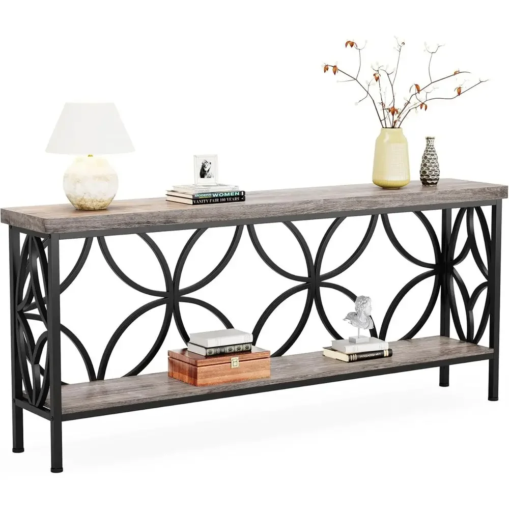 

Soa Table, 70.9 Inch Industrial Behind Couch Table with Storage Shelves, Narrow Long ole Table or Entryway, Living Room, oyer, H