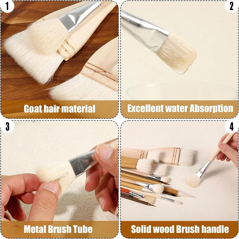 도자기 유약 브러시 세트, 긴 손잡이가 달린 세라믹 브러시, 다양한 모양, 아티스트용 울 아트 페인트 브러시 도구, 20 개