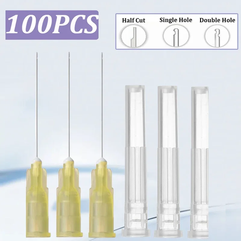 100 قطعة إبرة الري تلميح الأسنان إندو نهاية مغلقة الجانب ثقب إندو حقنة قناة الجذر غسل إبرة تلميح أدوات طب الأسنان