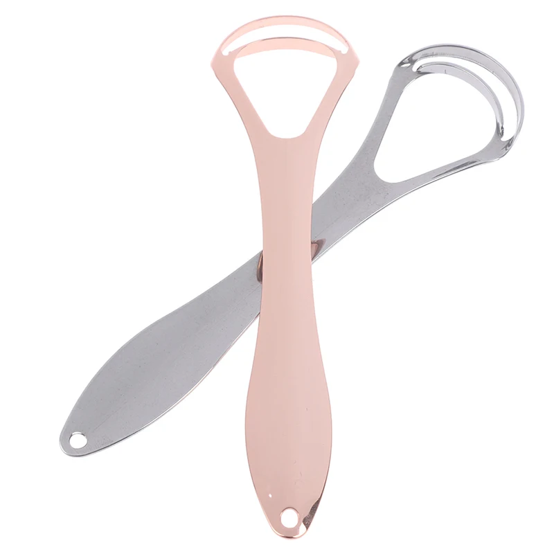 1 قطعة قابلة لإعادة الاستخدام الفولاذ المقاوم للصدأ طبقة مزدوجة اللسان مكشطة الفم اللسان الأنظف الصحة تنظيف فرشاة الفم الطازجة التنفس كشط #3