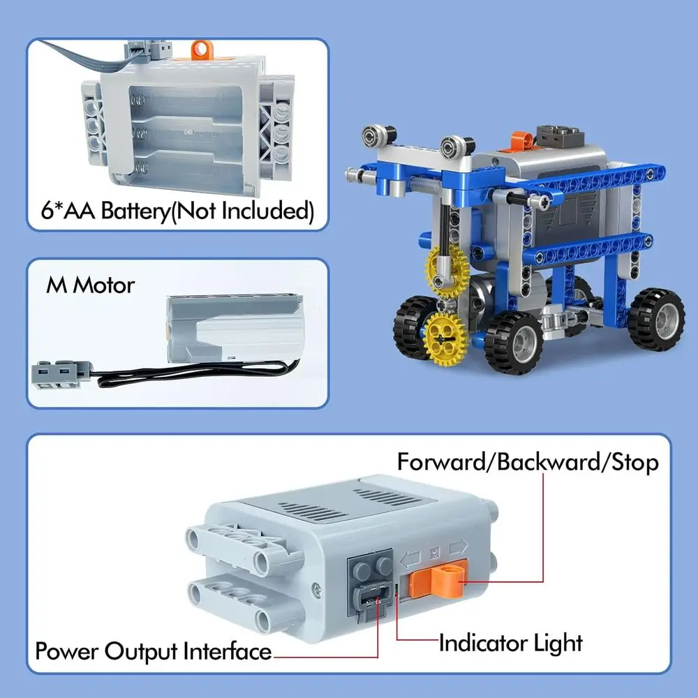 Kit de construction STEM 12 en 1 avec moteur électrique, 330 pièces, adapté aux 6 ans et plus, excellent cadeau de bricolage pour un jeu créatif