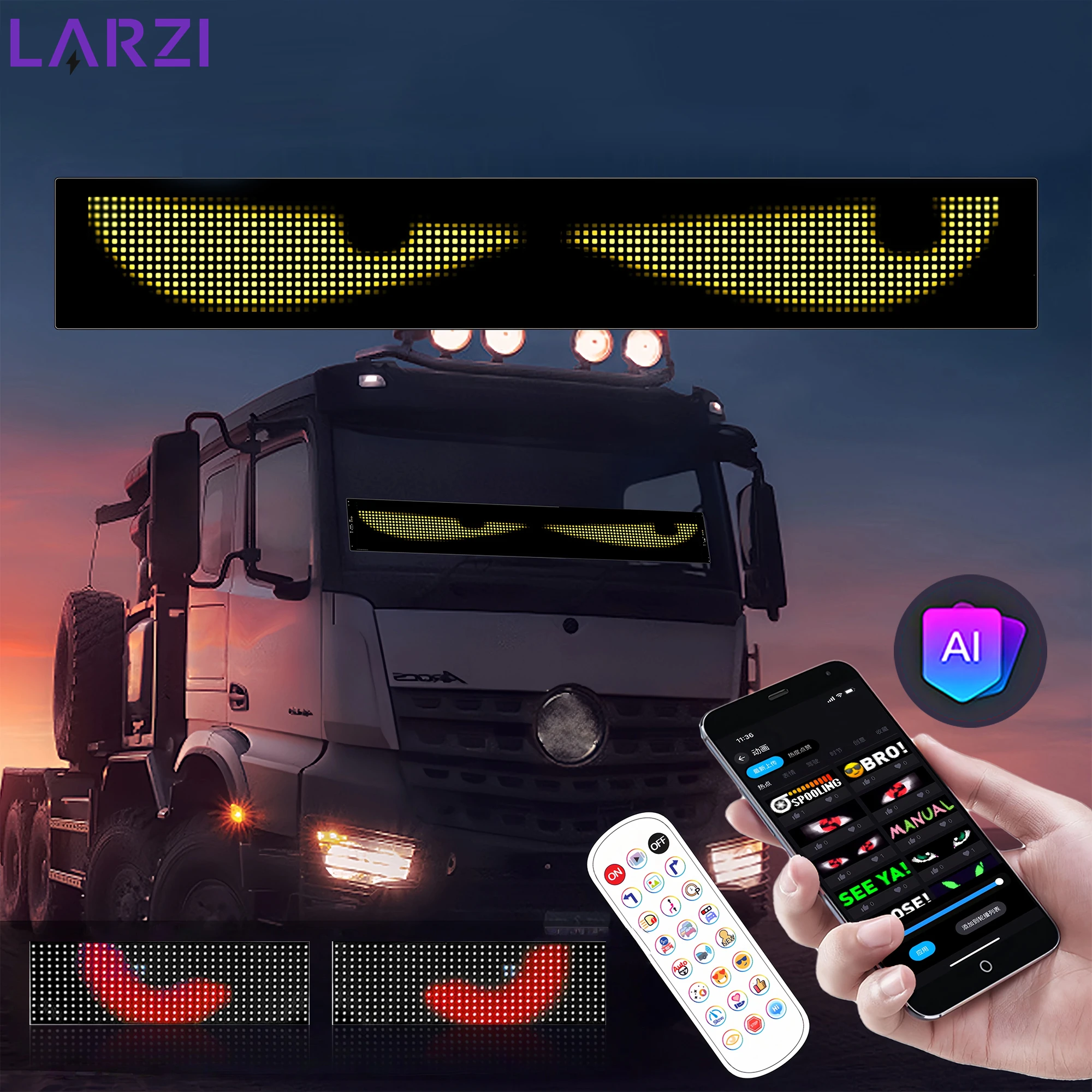 الذكية للبرمجة الشيطان عيون مرنة لوحة ضوء للسيارات APP التحكم عن بعد LED مصفوفة عرض شاشة رسالة التمرير الخفيفة #1