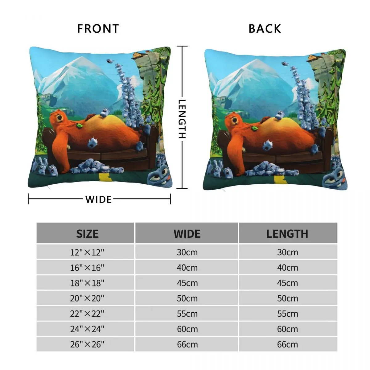 Big Lemming Tabodi Cartoon Square Pillowcase Polyester Linen Velvet Pattern Zip Decor Bed Cushion Cover 45x45