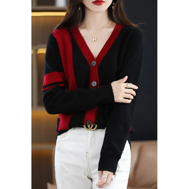 Fashion Button Spliced Knitted Asymmetrical Cardigan Sweater Female Clothing 2022 Autumn New Casual Tops All-match Korean Coat