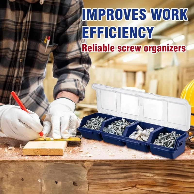 Plastic Screw Organizer Tool Part Container Hardware Bin with Lid Display Jewelry Storage Case Multi-Compartment Organizer Box