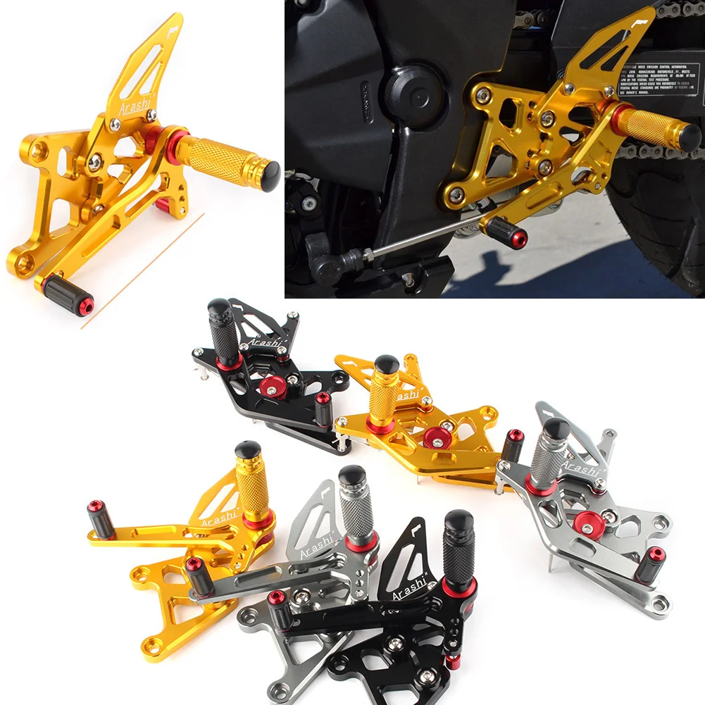 For Honda CBR250RR CBR300R 2017 2018 CNC Aluminum Alloy Adjustable Motorbike Rear Set Foot Pegs Footrests Motorcycle Accessories