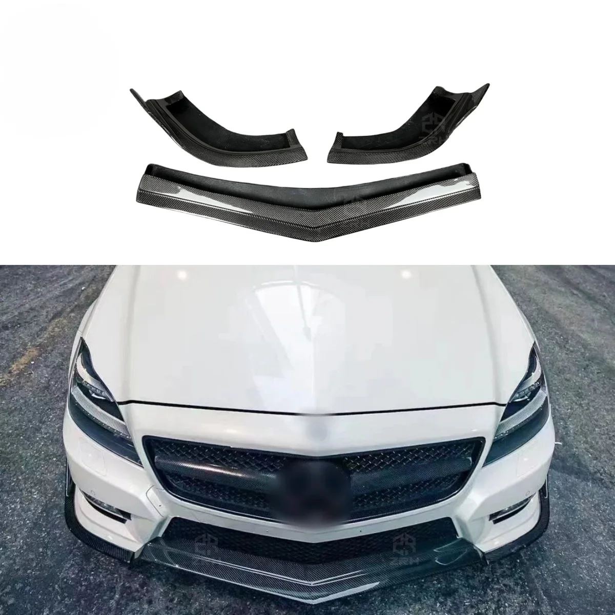 R Style Carbon Fiber Front Bumper Spoiler Lip For Mercedes Benz CLS W218 2012-2014 Carbon Fiber Front lip