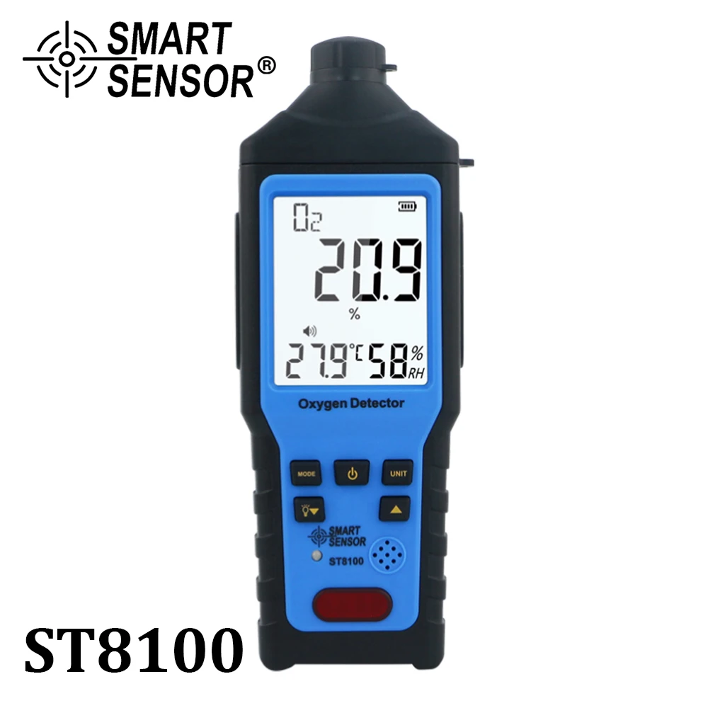 SMART SENSOR ST8100 Oxygen Detector Portable Industrial Air Oxygen Concentration O2 Tester Alarm