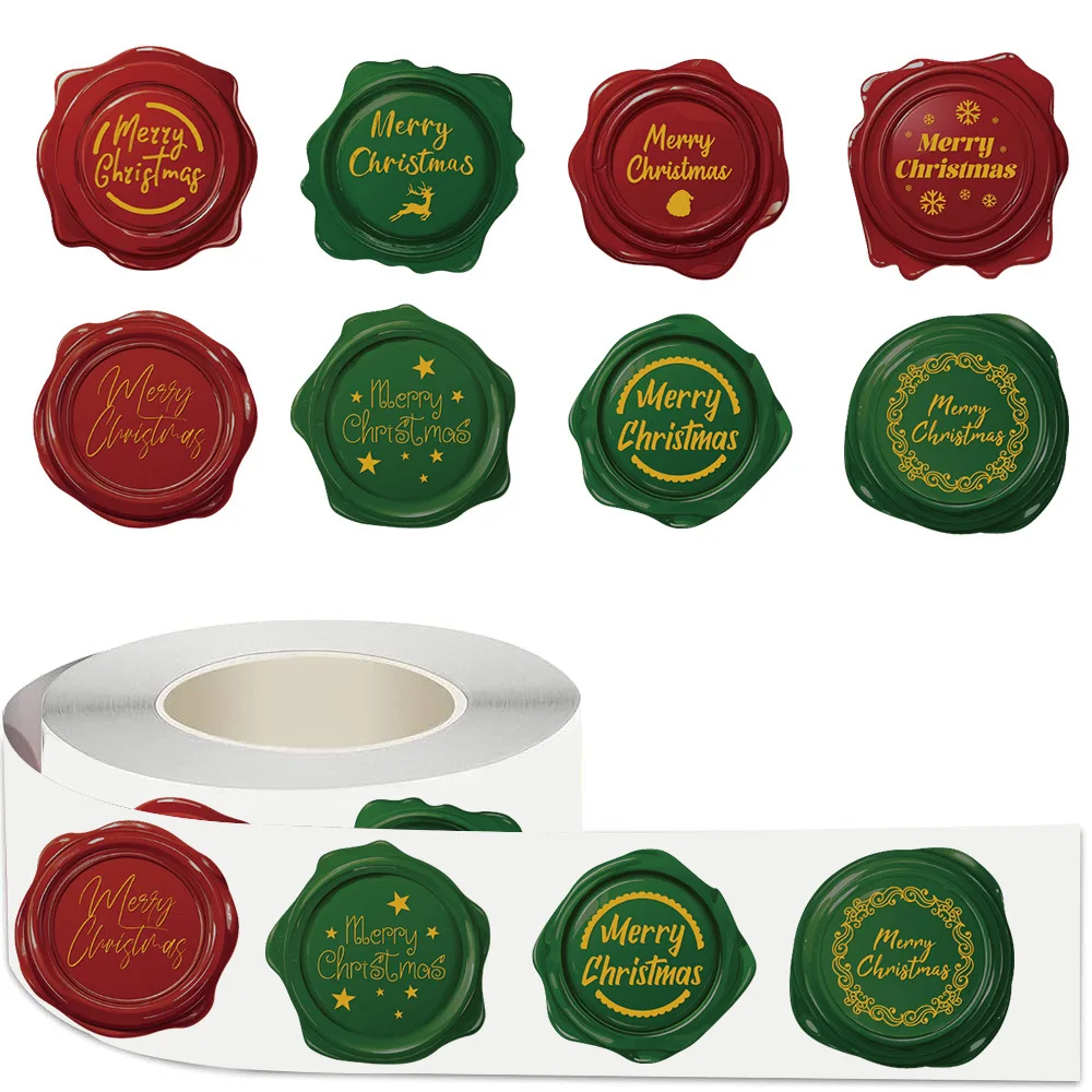 

100-500pcs 1inch Merry Christmas Seal Wax Sticker Label for Festival Party Deco Envelope Sealing Label Decoration Supply