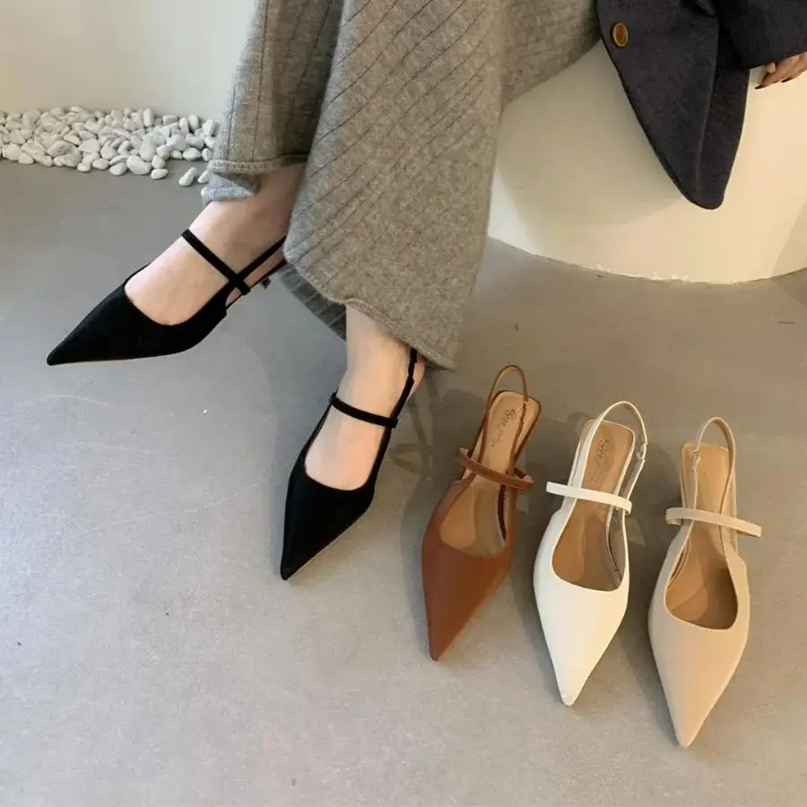 Bailamos 2024 New Brand Women Sandals Fashion Pointed Toe Slip On Shallow Slingback Sandal Thin High Heel Pumps Shoes Mujer