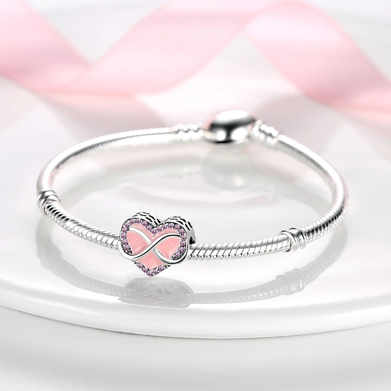 Silver Plated CZ Dangle Baby Footprints Animal Pendant Charm Bead Fit Original Bangle Bracelet Necklace Gift DIY Making