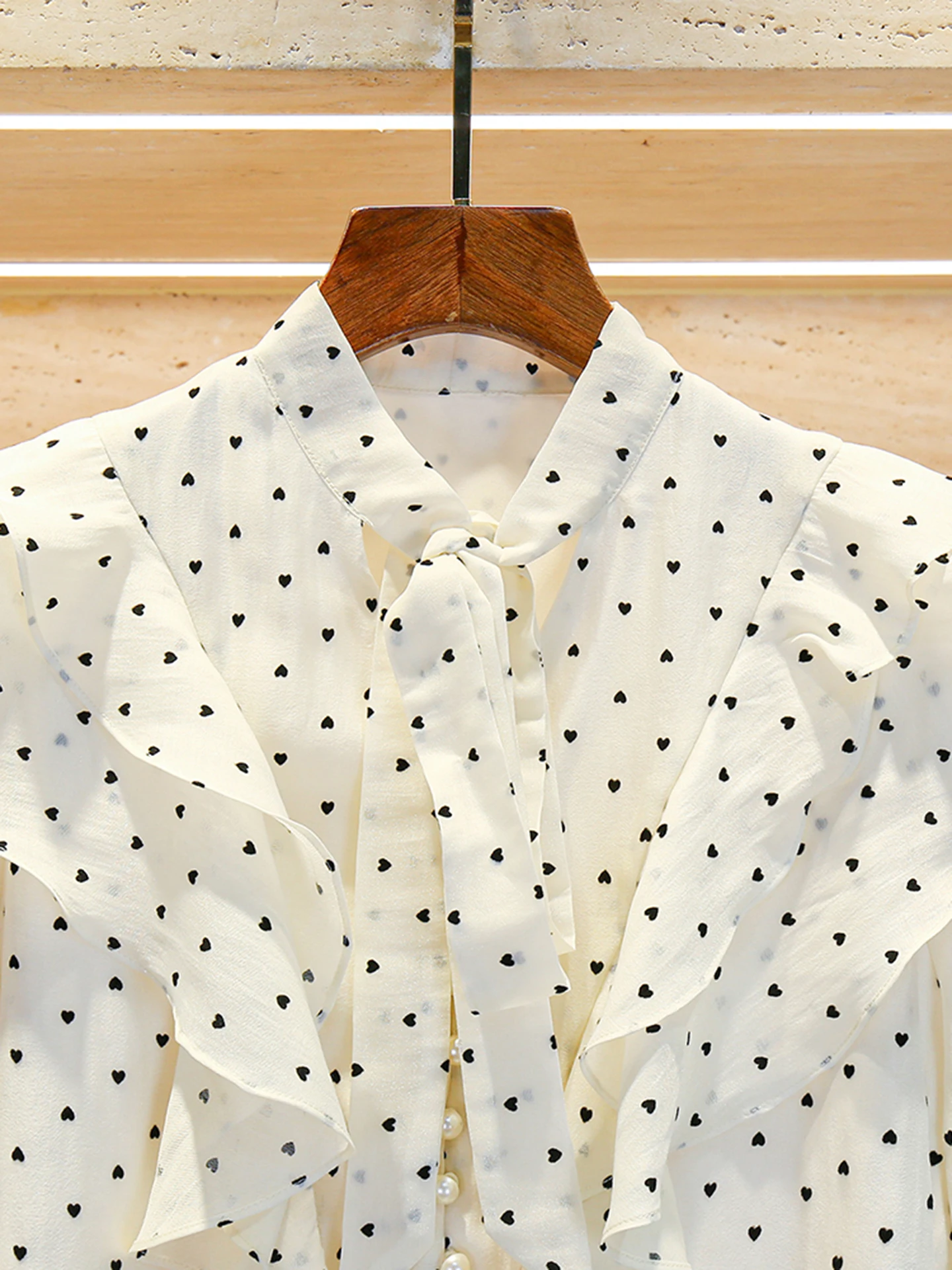 

Sweet Design Polka Dot irt Women's Top with Belt High End Autumn Collection Simple Commute Sle Long Sve Pure Color