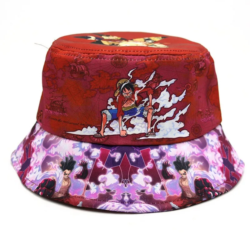 One Piece  Luffy Fisherman Hat Men Cartoon Anime Panama Hat Summer Women Outdoor Sun Protection Casual Bucket Hats Sun Cap Gift