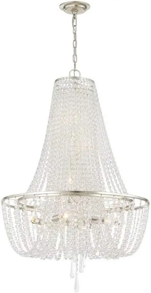 

Contemporary Light Crystal Tiered Chandelier with Hand Cut Crystal in Antique Silver chandeliers