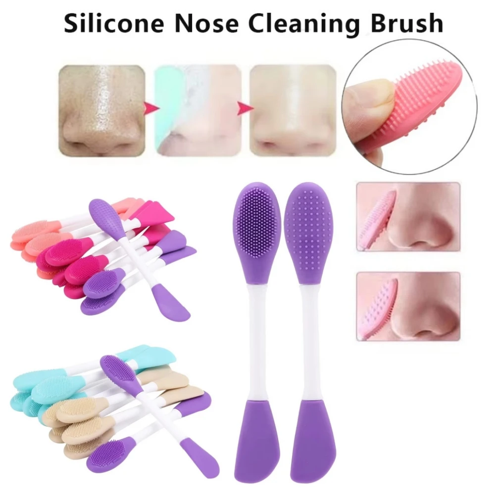 Escova facial de silicone máscara facial cravo rosto lábio esfoliante aplicador dupla cabeça loção espátula ferramentas de cuidados com a pele