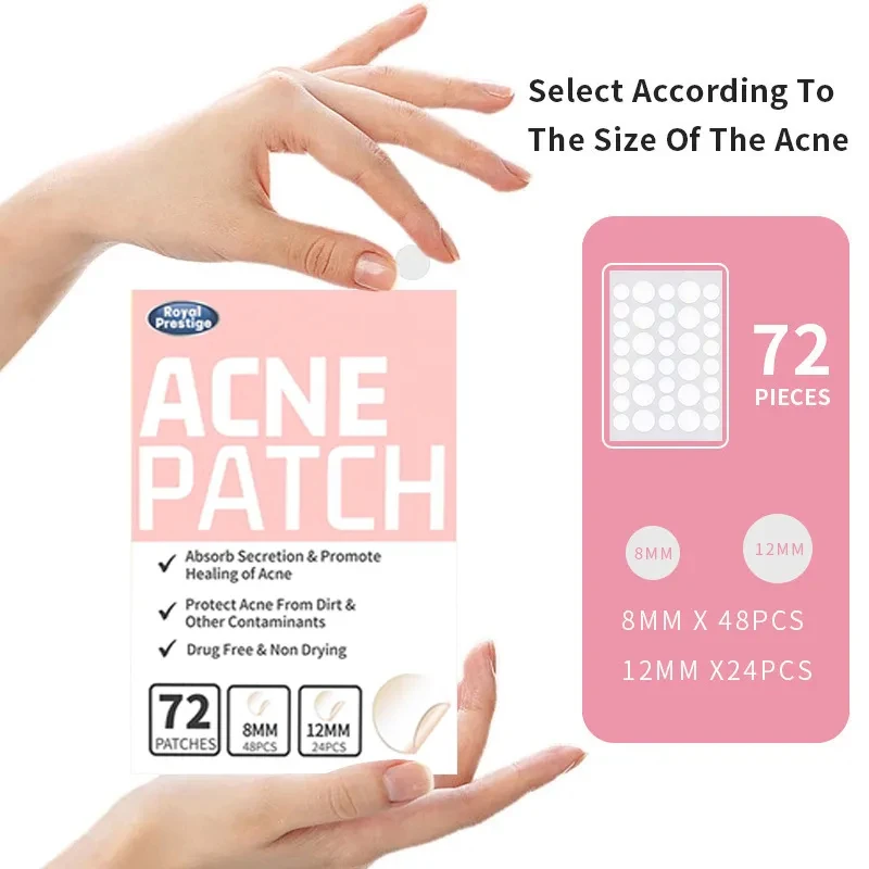 72Pcs Invisible Acne Patches Removal Pimple Anti-Acne Hydrocolloid Patches Spots Marks Concealer Repair Sticker Waterproof