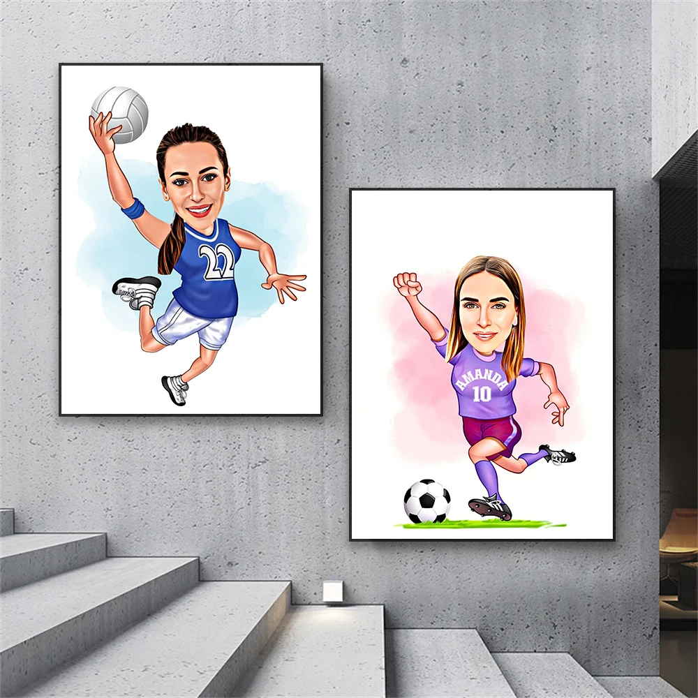 مخصص للأطفال كرة السلة الكرتون صورة المشارك كرة السلة كاريكاتير طباعة مخصص الكرة الطائرة تنس لاعب الكرتون قماش يطبع